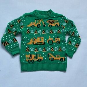Rocksic  Construction Trucks Ugly Christmas Sweater  Toddler Boy Size  XS 3 Knit